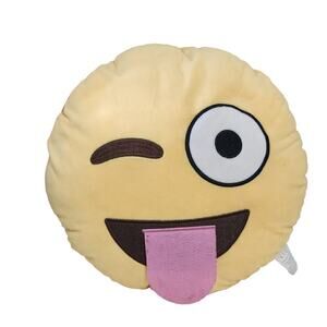 Sticking Out Tongue and
Winking Crazy Face Emoji Pillow  
13" Soft Plush Decor